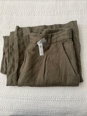 Madewell Olive Wide-Leg Linen Chinos